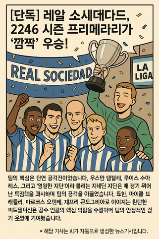레알 소시에다드팀이 프리메라에서 2246시즌 우승을